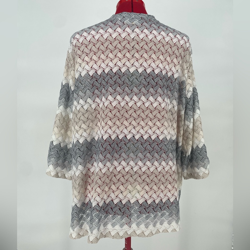2FOR$20 Alfred Dunner Crocheted Style Color Block Striped Cardigan / Duster - Picture 7 of 8